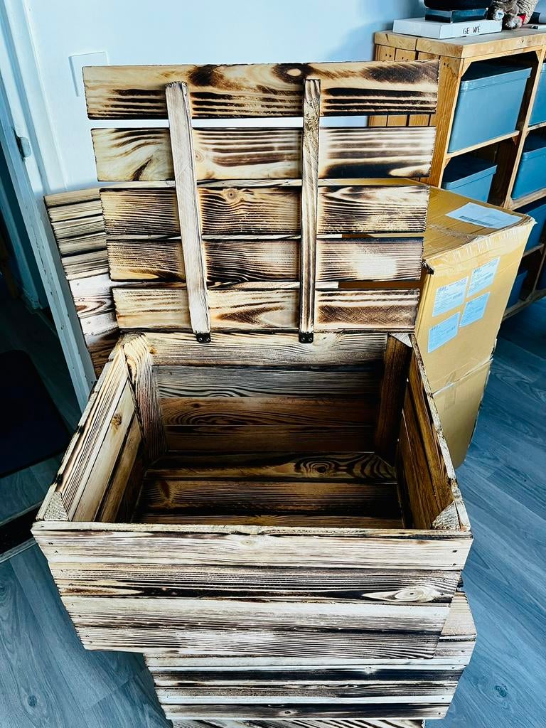 3x Fruitkist Hout met Deksel / 3x Fruit box Wood with Lid, Huis en Inrichting, Woonaccessoires | Kisten, Ophalen, Zo goed als nieuw