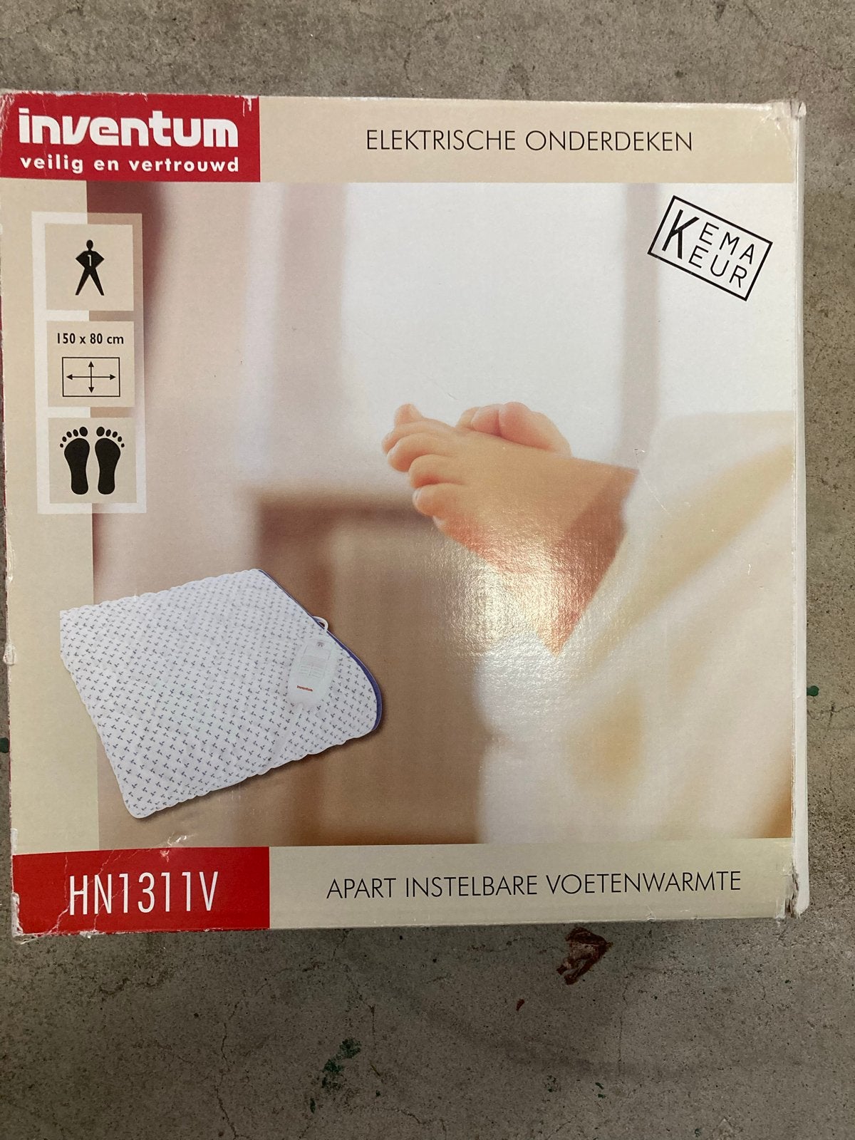 Inventum HN1311V Elektrische Onderdeken - Warmtedeken, Gebruikt, Eenpersoons, Wit, Ophalen of Verzenden