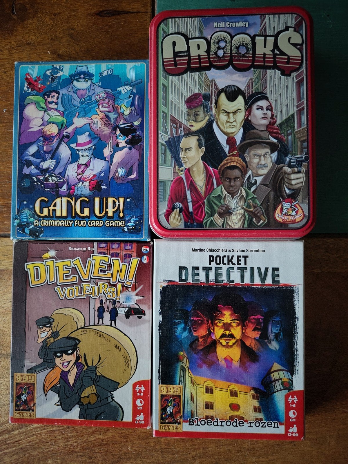 4x kaartspel thema criminaliteit, Een of twee spelers, Ophalen of Verzenden, Gebruikt, 999 Games, White Goblin Games, DaVinci Editrice S.r.l.