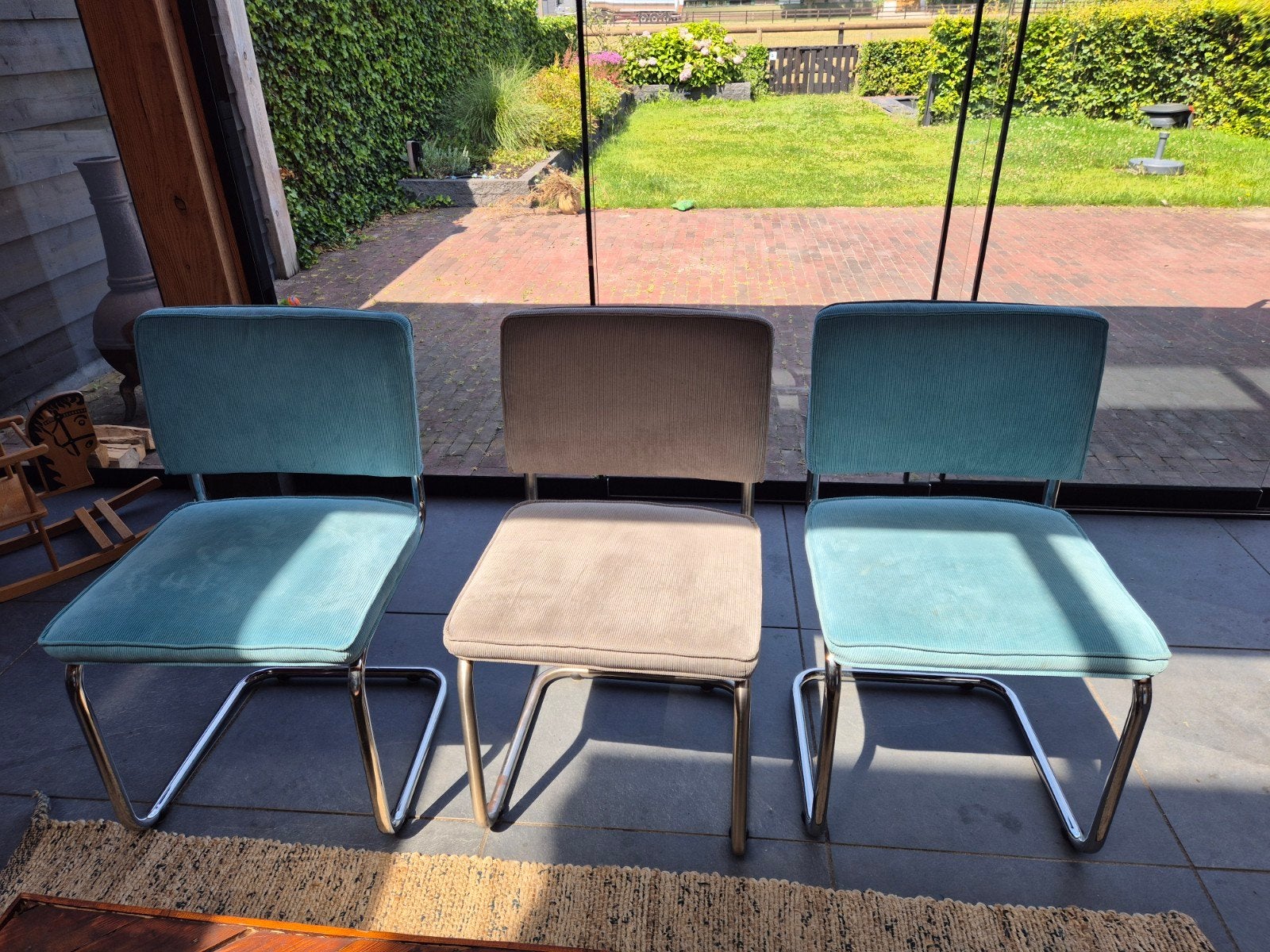 Zuiver Rib Ridge eetkamerstoelen, Ophalen, Gebruikt, Stof, Grijs