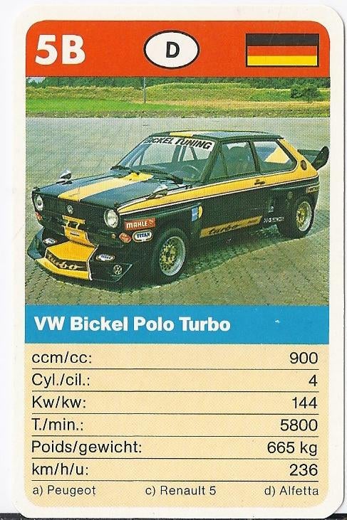 X24 autokaartje vw bickel polo turbo ( 5b ), Verzenden, Zo goed als nieuw, Auto's