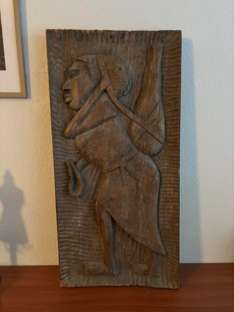Afrikaanse Houten wandecoratie - 62x30 cm, Ophalen of Verzenden