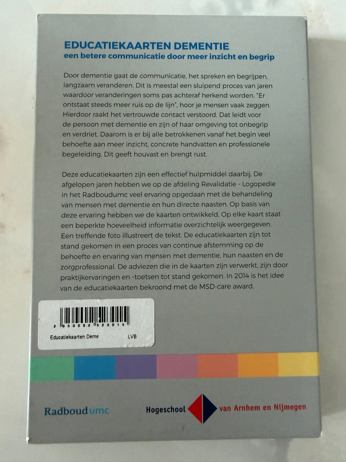 Educatiekaarten Dementie - Radboudumc & Hogeschool Arnhem, Ophalen of Verzenden, Gamma, Gelezen, Overige niveaus