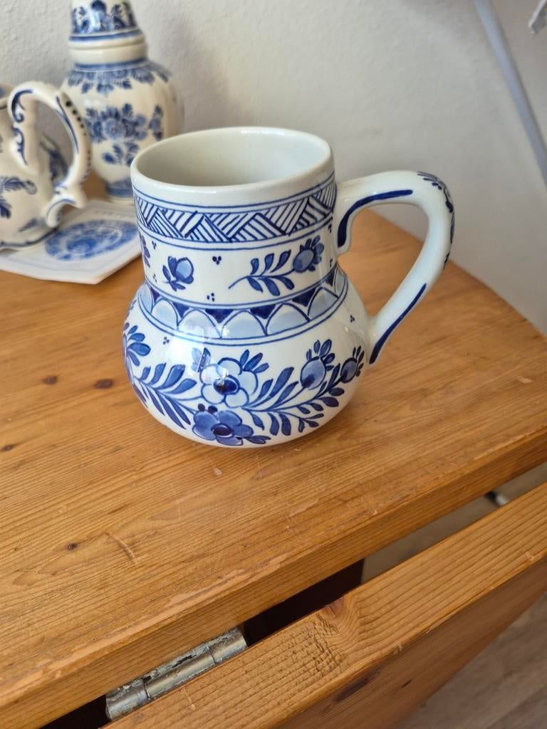 Antieke Delfts Blauwe Beker - Handgeschilderd, Antiek en Kunst, Ophalen of Verzenden