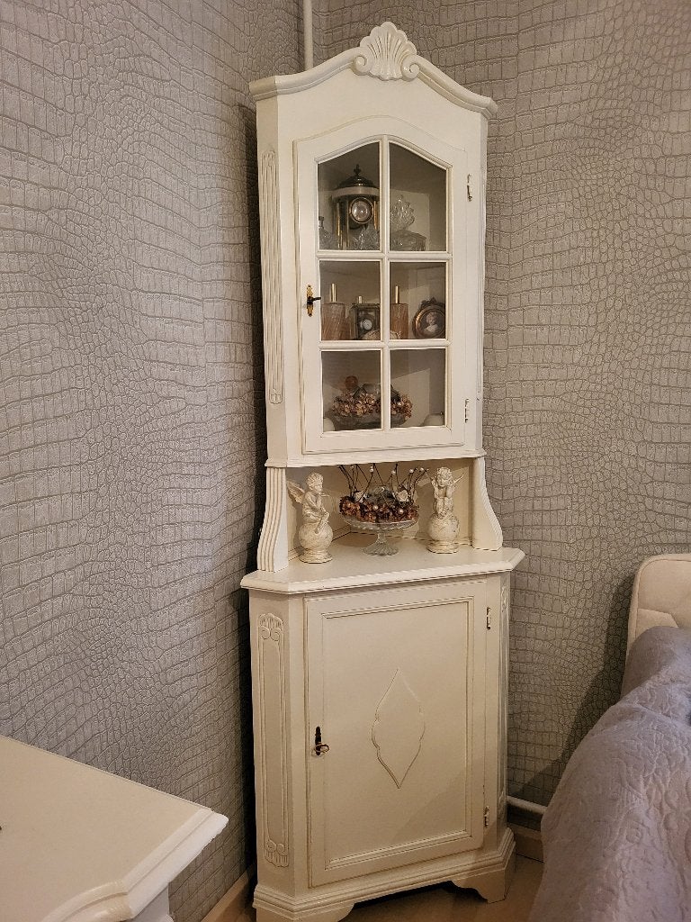 Brocante hoekkast / vitrine kast, Ophalen, Met deur(en), 200 cm of meer, 50 tot 100 cm