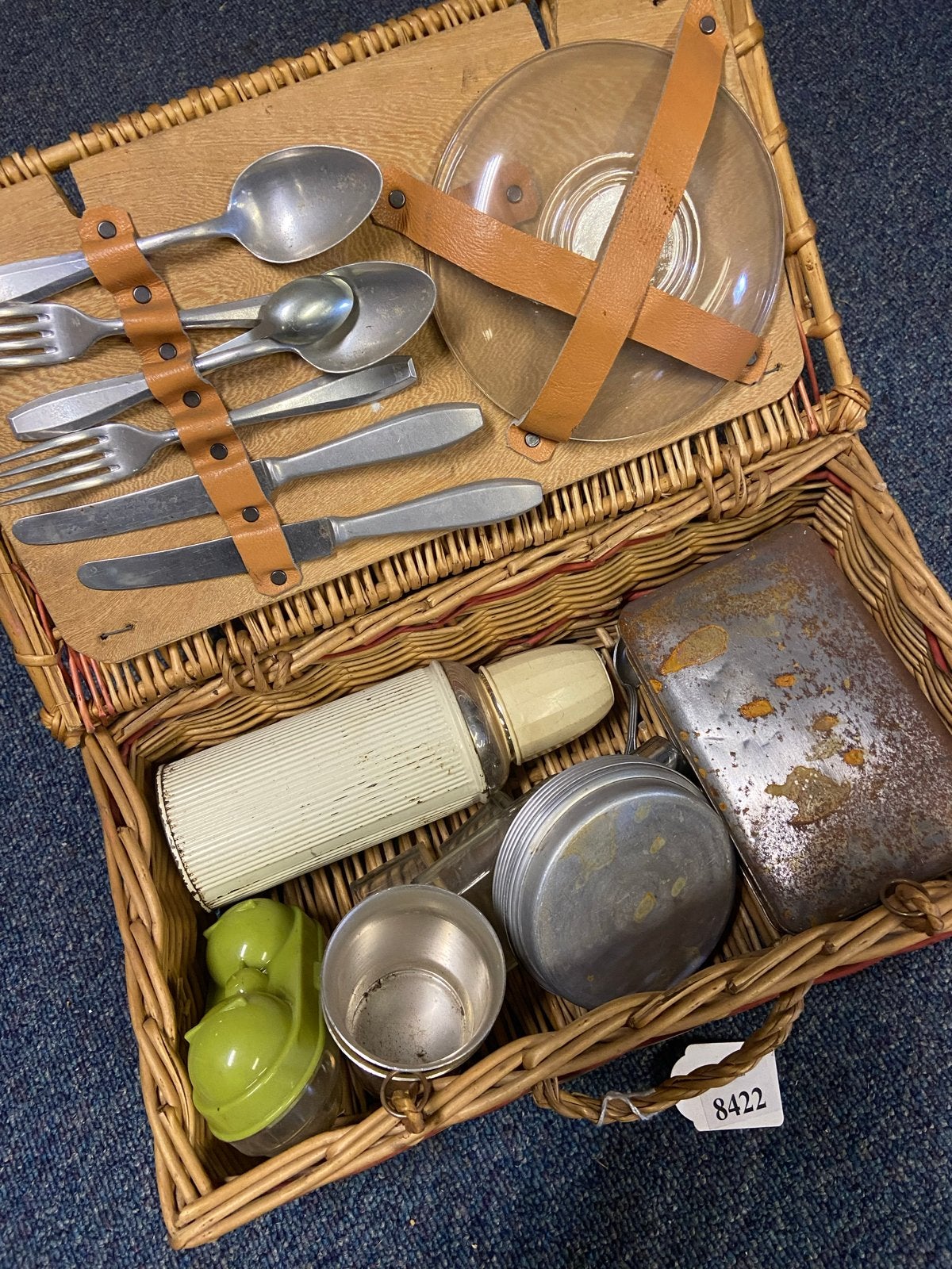 Vintage Picknickmand met Bestek en Servies - Compleet, Ophalen, Gebruikt