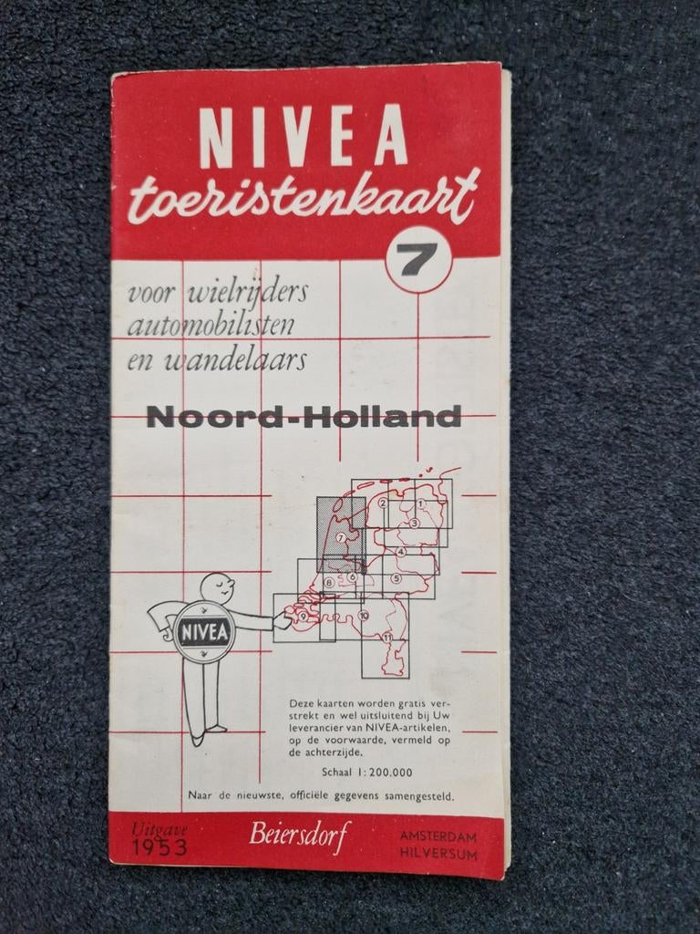 NIVEA toeristenkaart Noord-Holland (1953), Gelezen, Beiersdorf (NIVEA), Ophalen of Verzenden, Landkaart