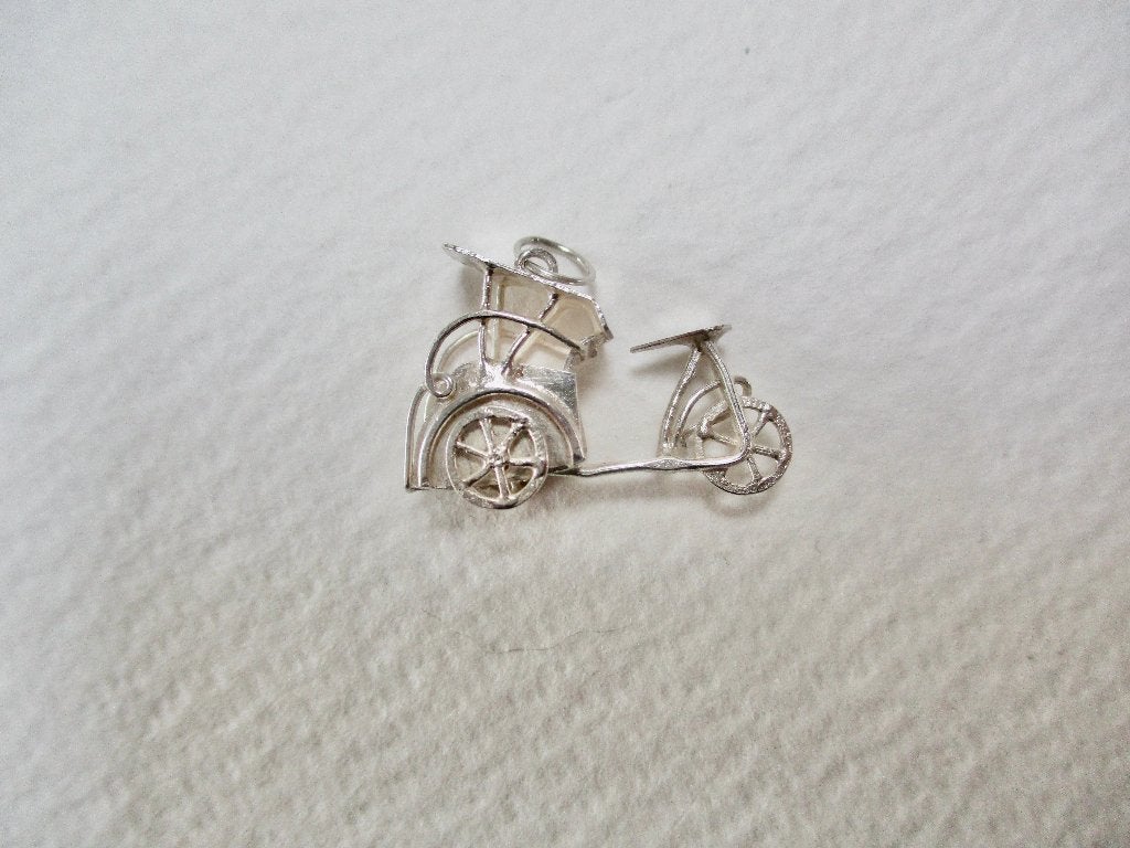 Zilveren oud RIKSJA FIETS hangertje 800 zilver, Verzenden, Zilver, Hanger