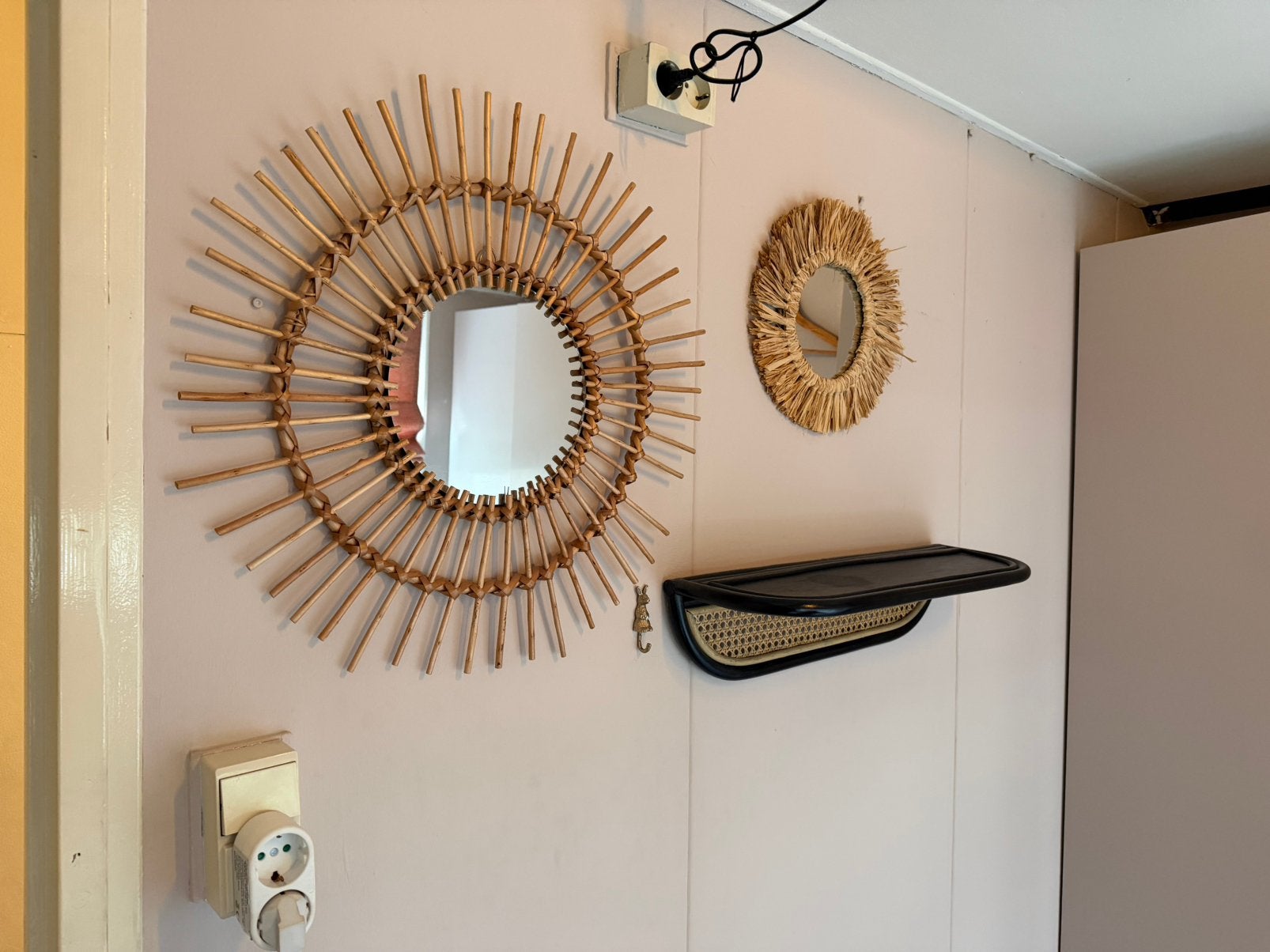 Set rotan wandspiegels xenos, Ophalen, Minder dan 50 cm, Rond, Zo goed als nieuw