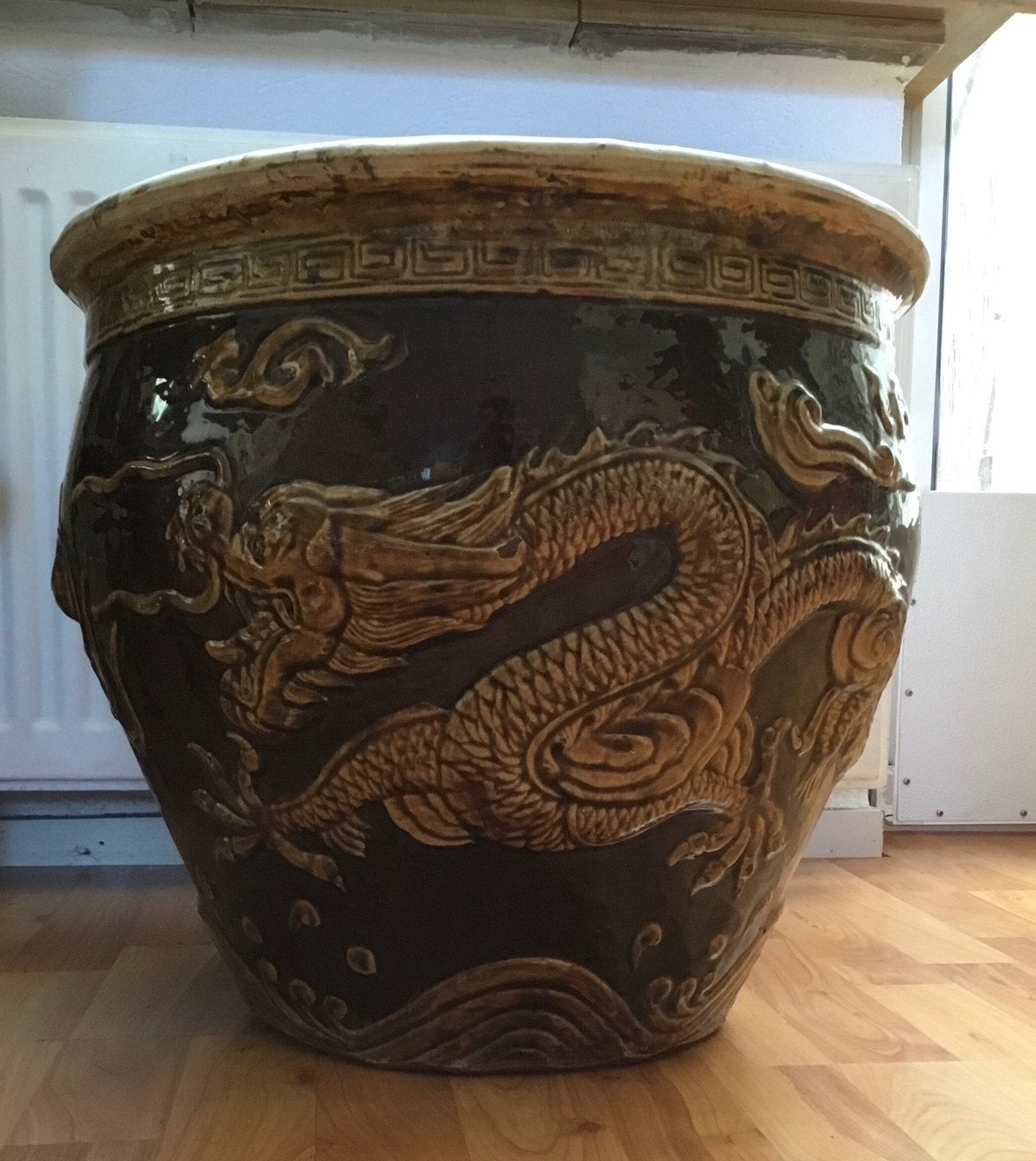Grote  Chinese  bloempot van terracotta 🪴, Ophalen, 40 cm of meer, Rond, Zo goed als nieuw