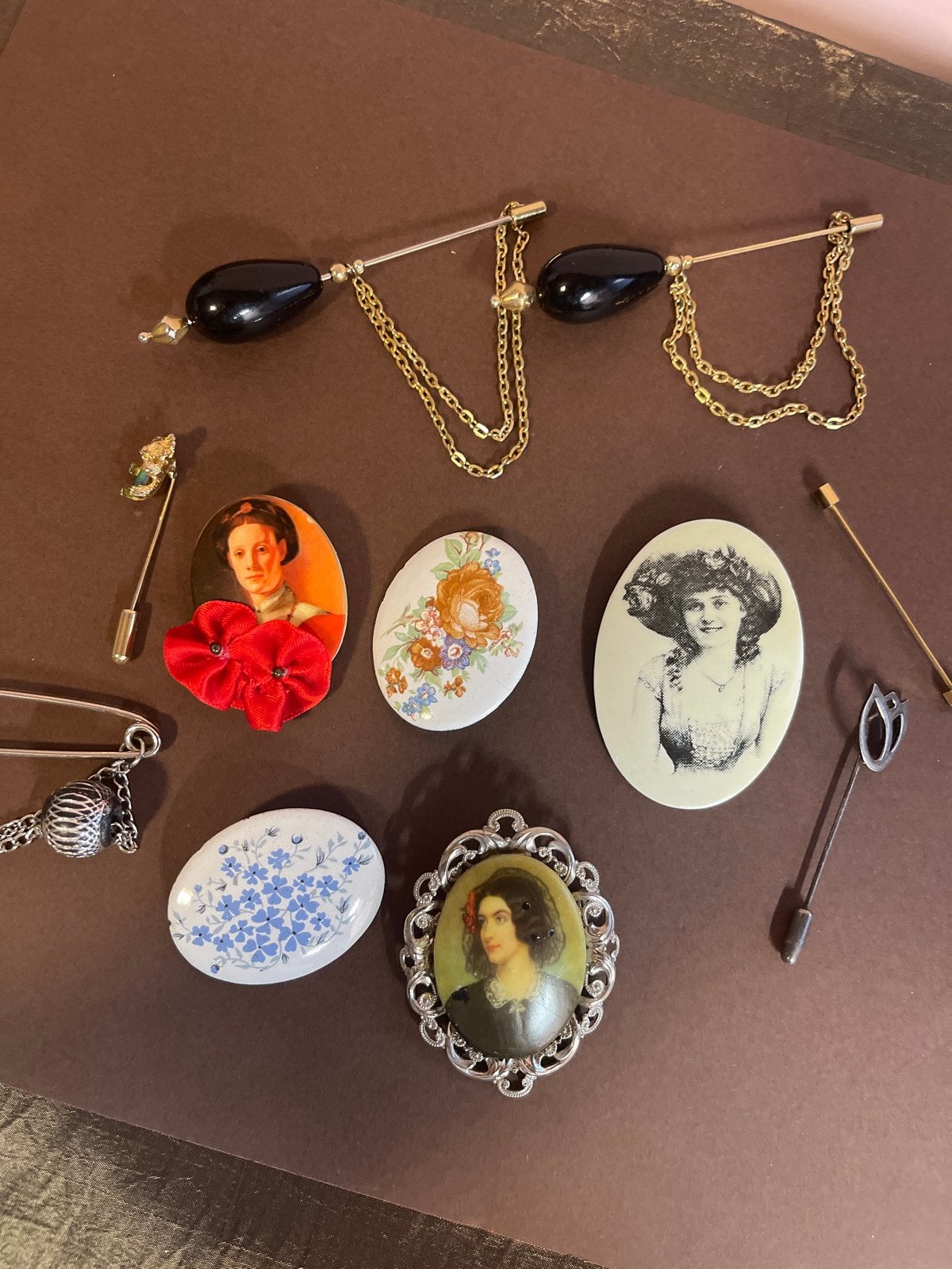 Diverse Broches en Spelden Collectie - Vintage Stijl, Overige materialen, 4 tot 7 cm, Gebruikt, Zwart