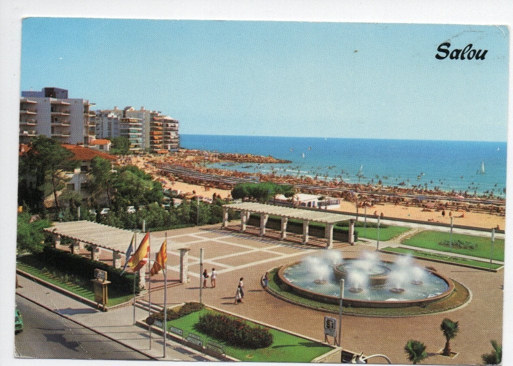 Spanje. Ansichtkaart Salou - Paseo y fuente luminosa, Ophalen of Verzenden, 1980 tot heden, Gelopen, Spanje