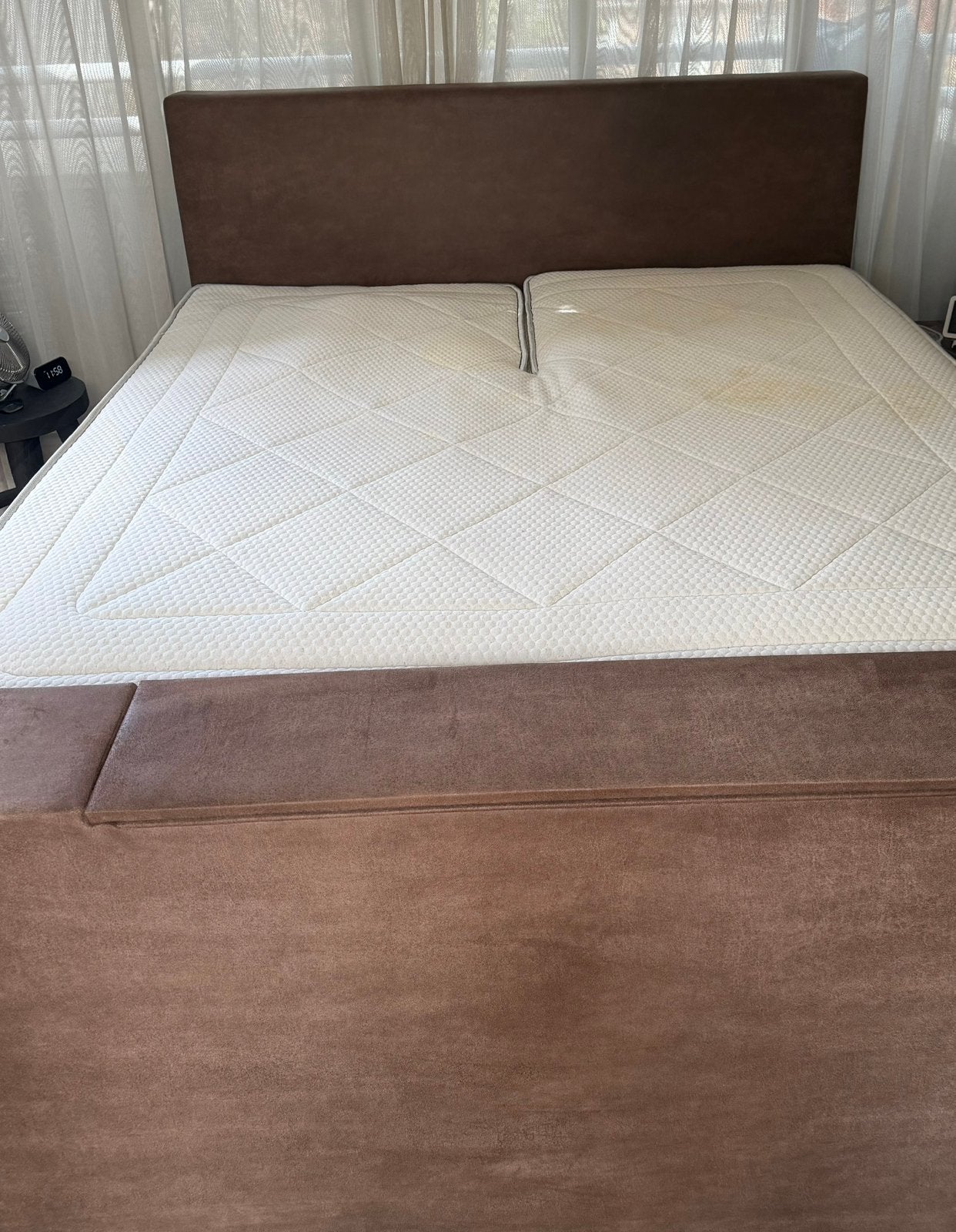 Swiss Sense boxspring 180x200 electro, Ophalen, Gebruikt, Bruin, Tweepersoons