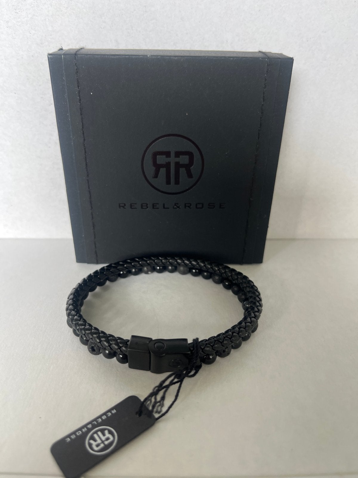 Rebel & Rose Zwart of gemeleerde Leren Kralen Armband  nieuw, Ophalen of Verzenden, Nieuw, Zwart, Leer