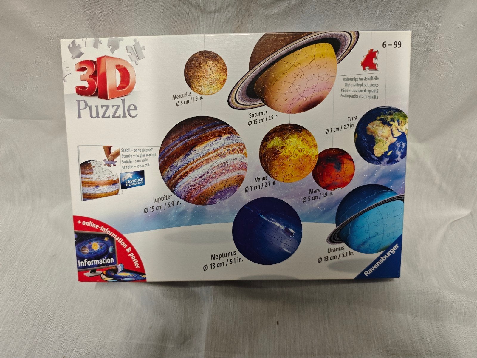 Ravensburger 3D Puzzel Planetarium - Zonnestelsel, Ophalen, Meer dan 50 stukjes, Nieuw, 6 jaar of ouder