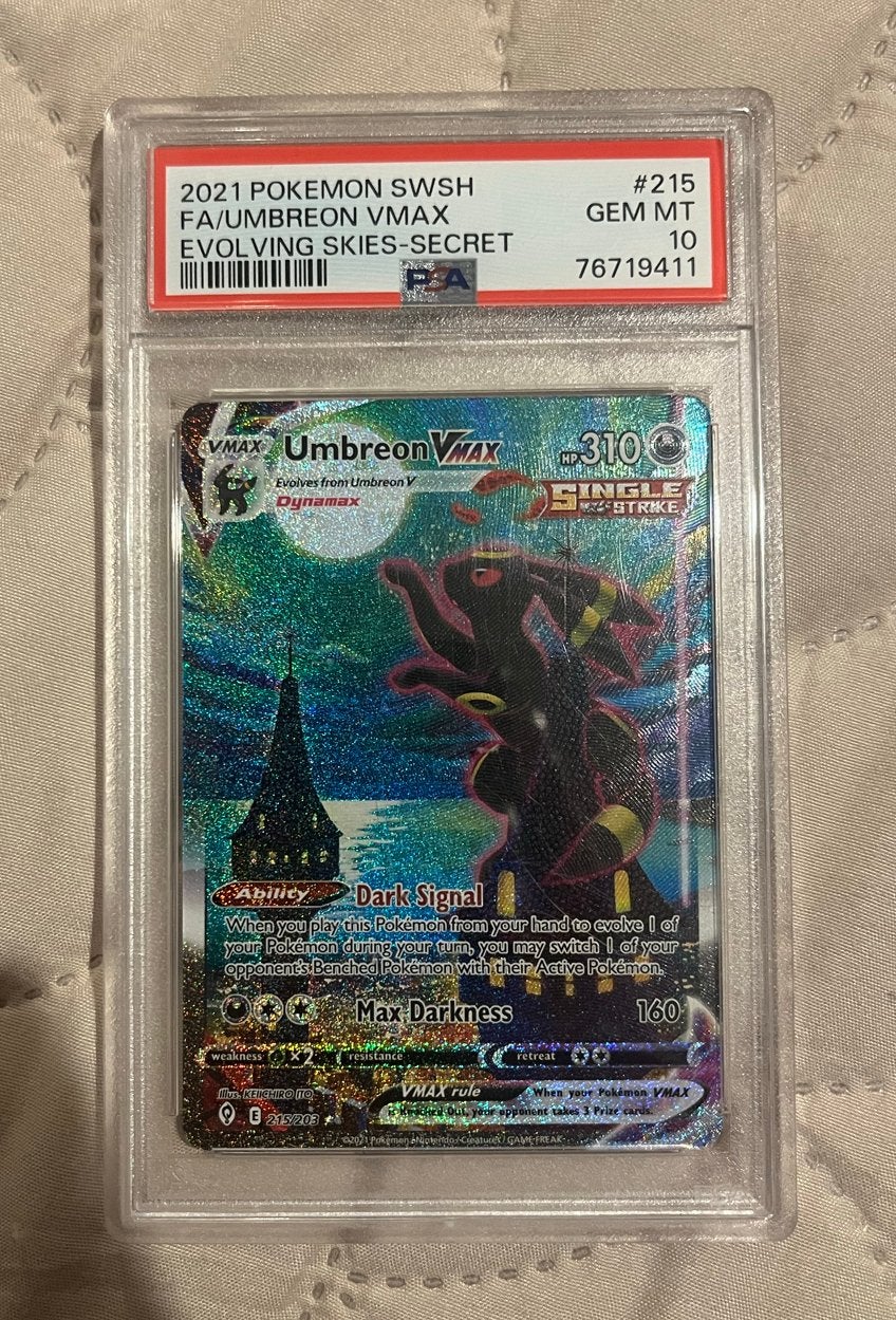 Umbreon 215 PSA 10 Evolving Skies, Ophalen, Nieuw, Losse kaart, Foil