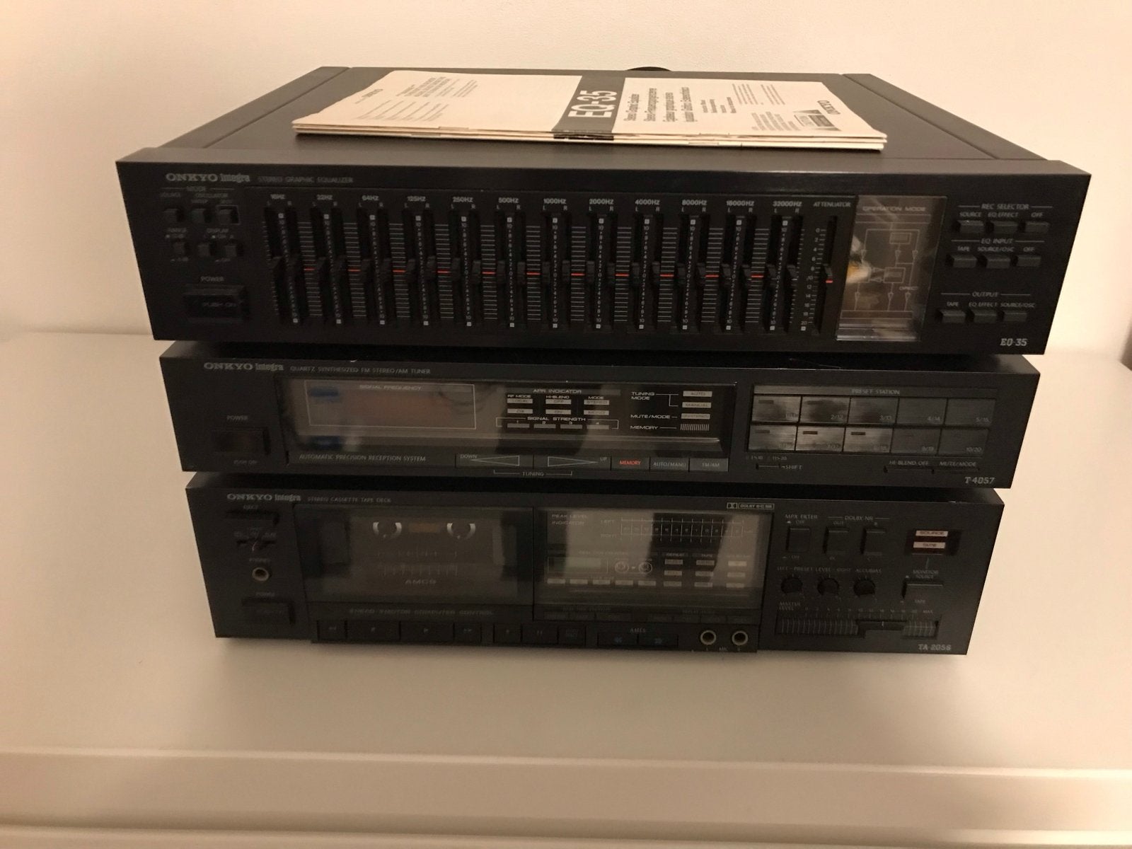 Onkyo Stereo Set: Equalizer, Tuner, Cassettedeck met handlei, Gebruikt, Cassettedeck, Losse componenten, Ophalen