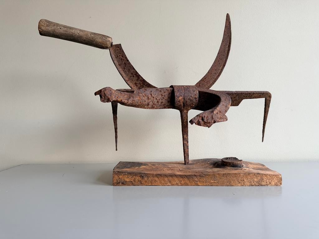 Theo Niermeijer object - design. Metaal met hout., Antiek en Kunst, Ophalen of Verzenden
