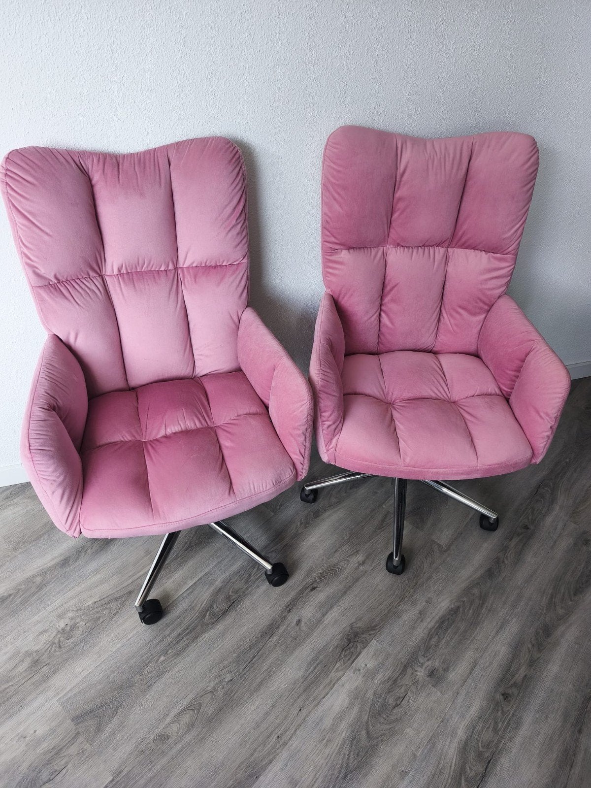 Vida XL Roze fauteuil fluwelen stoelen verrijdbaar - zgan, Twee, Overige kleuren, Ophalen of Verzenden, Zo goed als nieuw