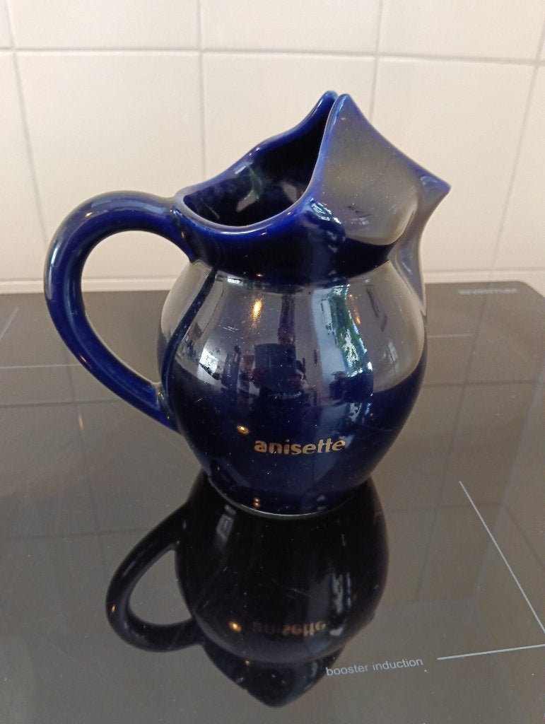 Marie Brizard Anistte kan. Geglazuurd kobaltblauw keramiek., Ophalen, Vintage, Blauw, Zo goed als nieuw