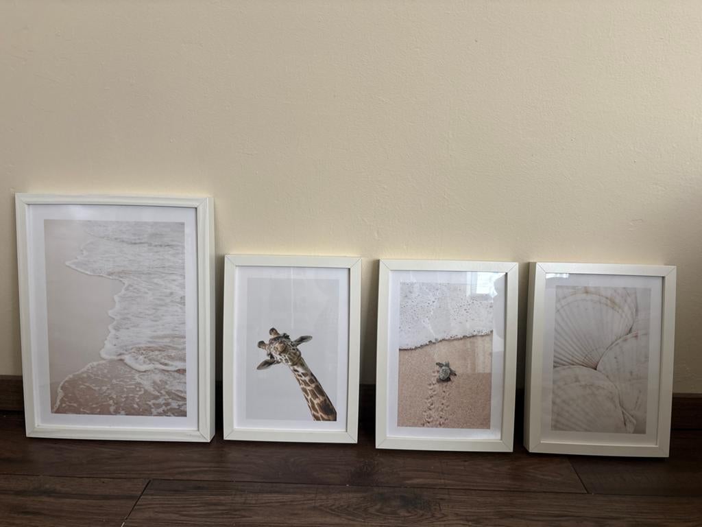 IKEA Ribba fotolijsten met strandposters (set van 4), Huis en Inrichting, Ophalen, Gebruikt, Hout, Minder dan 50 cm
