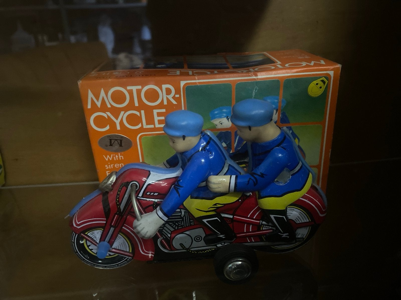 Vintage blikken motorfiets met sirene en wrijving, Antiek en Kunst, Ophalen of Verzenden