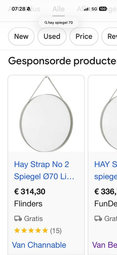 Hay stral no 2 spiegel 70cm, Huis en Inrichting, Woonaccessoires | Spiegels, Ophalen of Verzenden, Zo goed als nieuw, Minder dan 100 cm