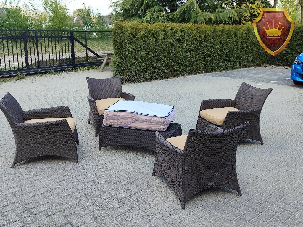 Royal Patio loungeset 5-delig wicker - afgeprijsd, Tuin en Terras, Tuinsets en Loungesets, Ophalen, 4 zitplaatsen, Gebruikt, Loungeset