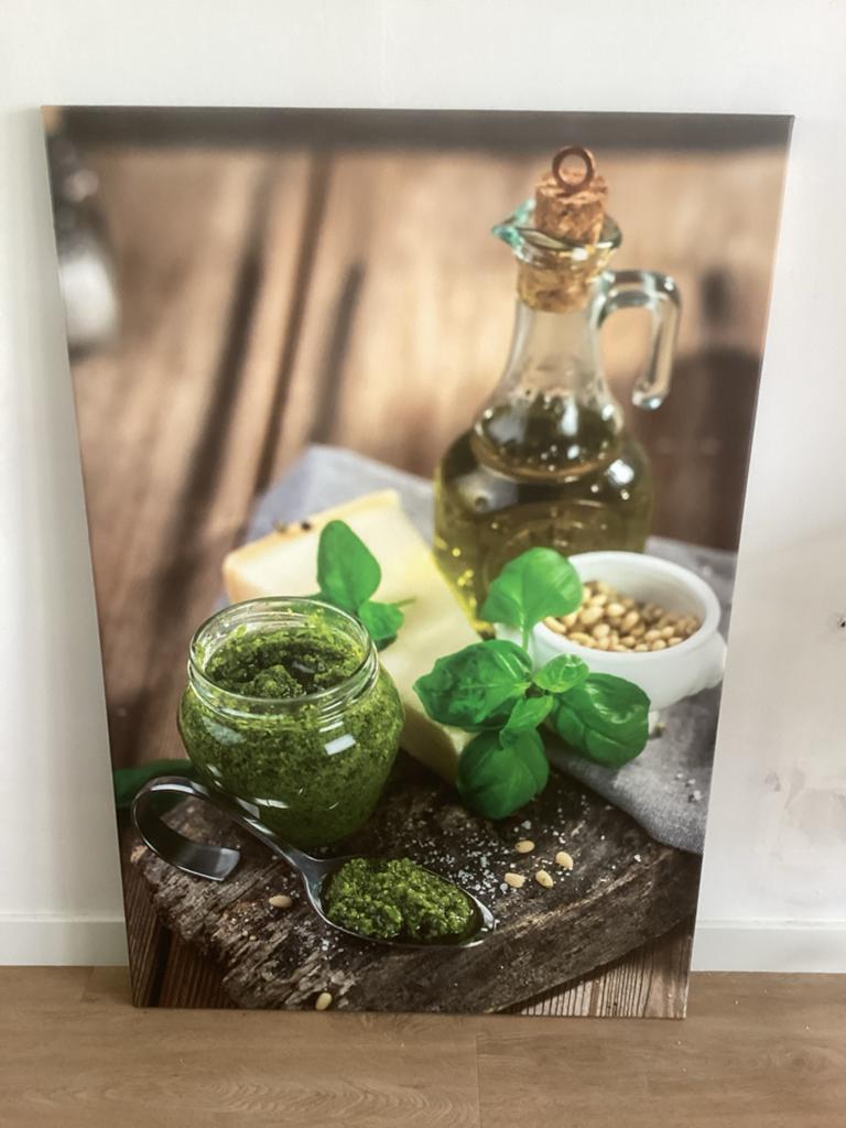 Canvas schilderij Pesto ingrediënten 80 x 120 cm, Ophalen, Oorspronkelijke maker, Zo goed als nieuw, Schilderij