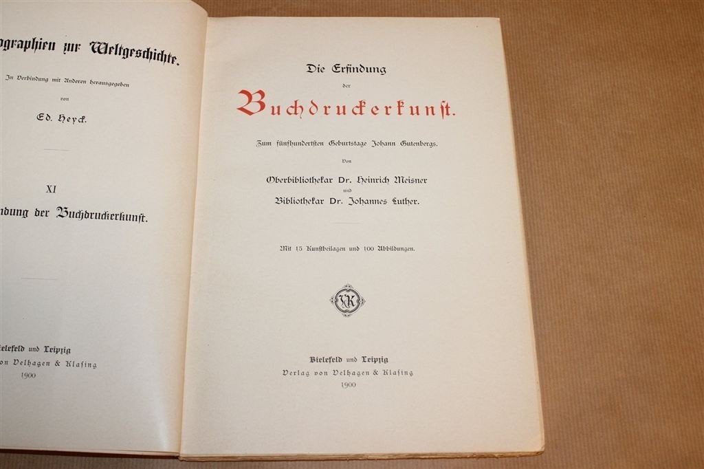 Gutenberg — Uitvinding Boekdrukkunst — Antiek 1900 [DE], Ophalen of Verzenden, Gelezen