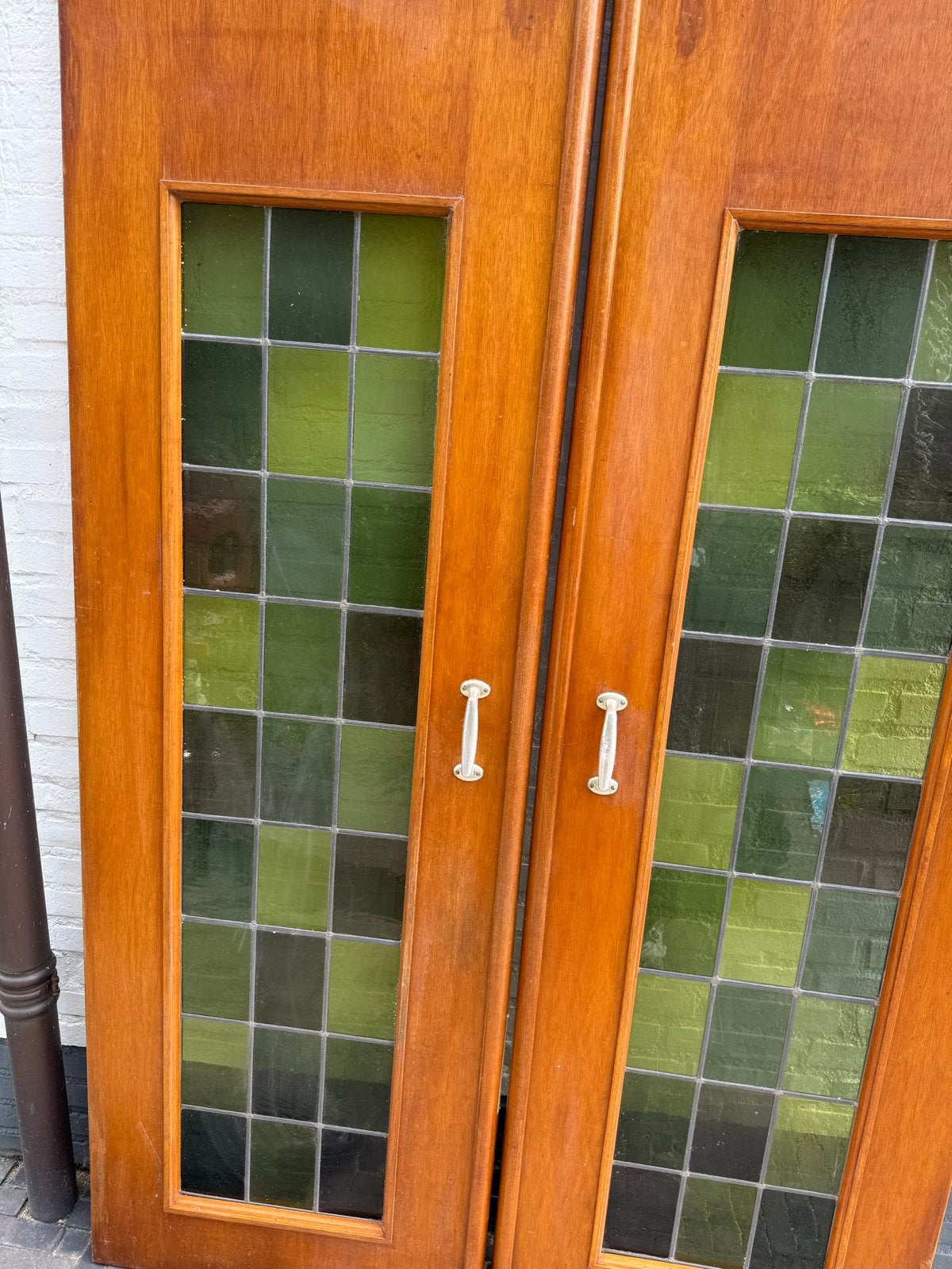 Set van 2 houten glas in lood taatsdeuren (66x201cm), Ophalen, Gebruikt, Minder dan 80 cm, Binnendeur
