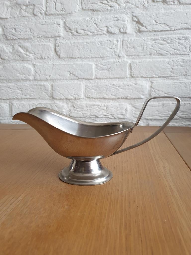 (T) Vintage Leeuwenzegel RVS saus-, schenkkan. 11x22x9 cm., Antiek en Kunst, Ophalen of Verzenden