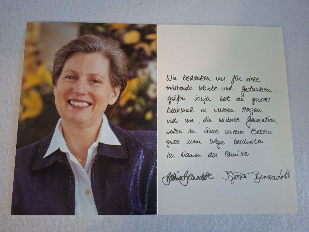 Rouwbedankje sonja zweden mainau, Ophalen of Verzenden, Gebruikt, Buitenland, Kaart, Foto of Prent