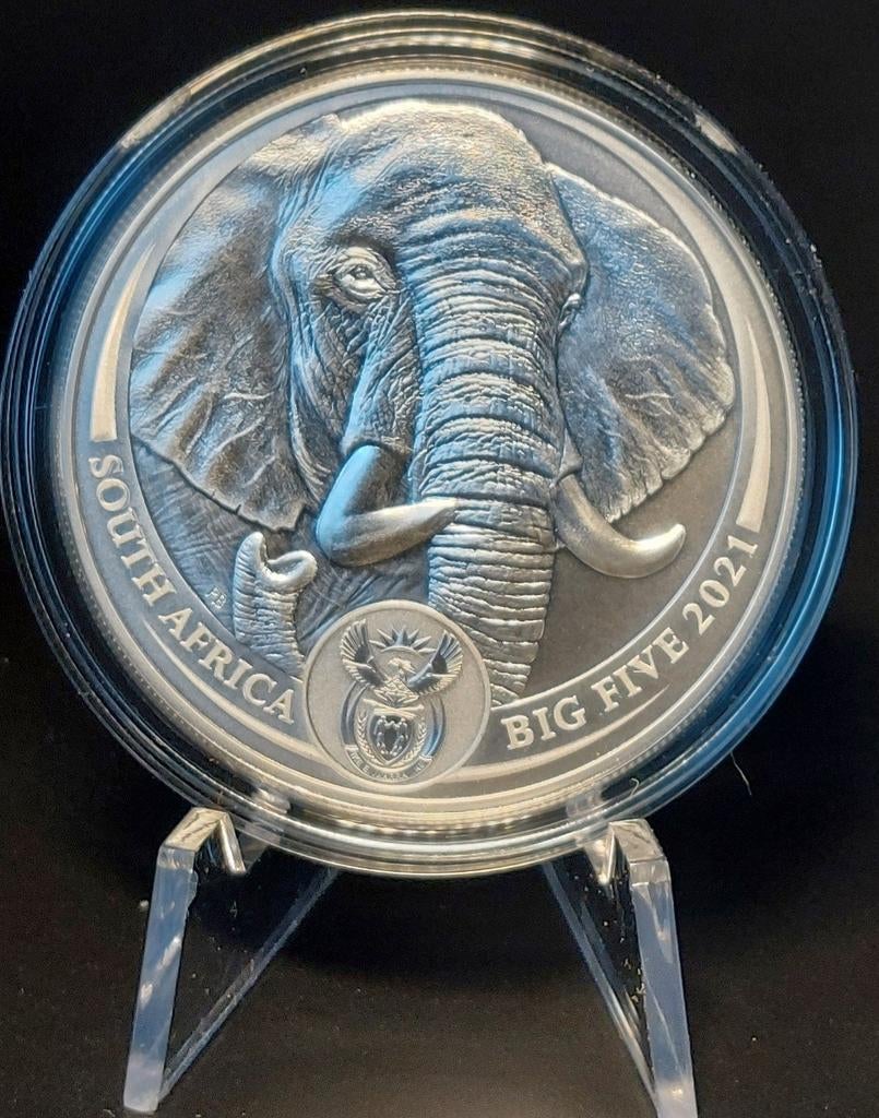 Zilveren munt 1 oz Zuid-Afrika Big Five Olifant 2021, Verzenden, Losse munt, Zilver