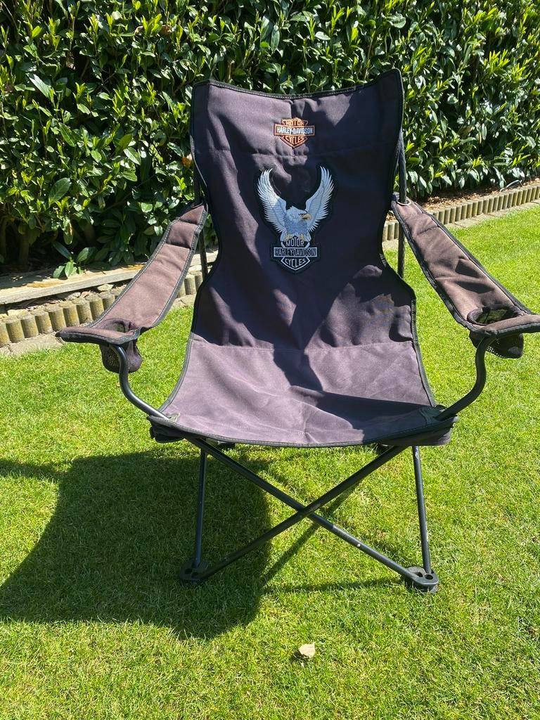 Harley Davidson traveller chair. Camping stoel vouw stoel, Caravans en Kamperen, Ophalen, Zo goed als nieuw, Campingstoel