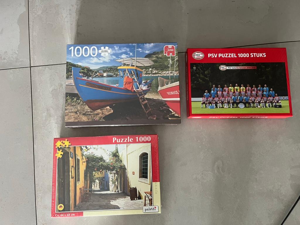 3 Nieuwe Legpuzzels 1000 Stukjes (PSV, Boot, Straatje), Ophalen of Verzenden, 500 t/m 1500 stukjes, Nieuw, Legpuzzel