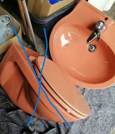 vintage  wastafel Villeroy Boch 70er, Doe-het-zelf en Verbouw, Ophalen, Zo goed als nieuw, Steen, Wastafel