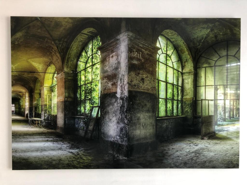 Luxe Aluminium Schilderij Mondiart , Lacour Urban Gang Groen, Ophalen, 1960 tot 1980, Zo goed als nieuw, Gebouw
