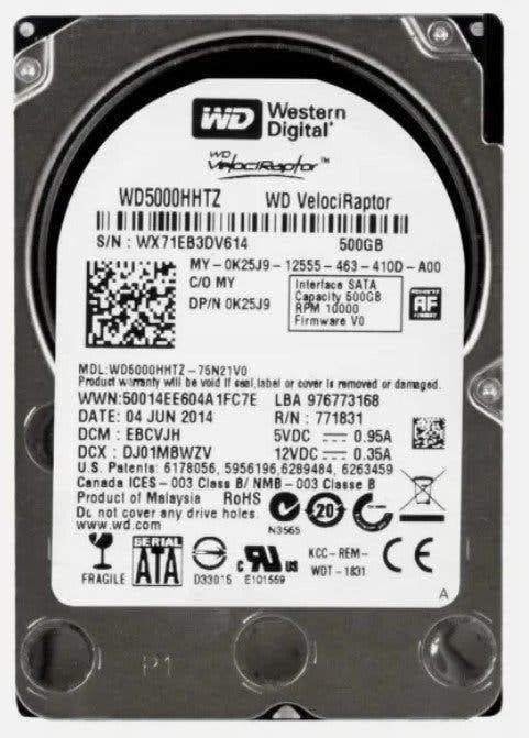 Western Digital VelociRaptor WD5000HHTZ 500GB 2.5 inch Used, Intern, Gebruikt, Laptop, 500GB