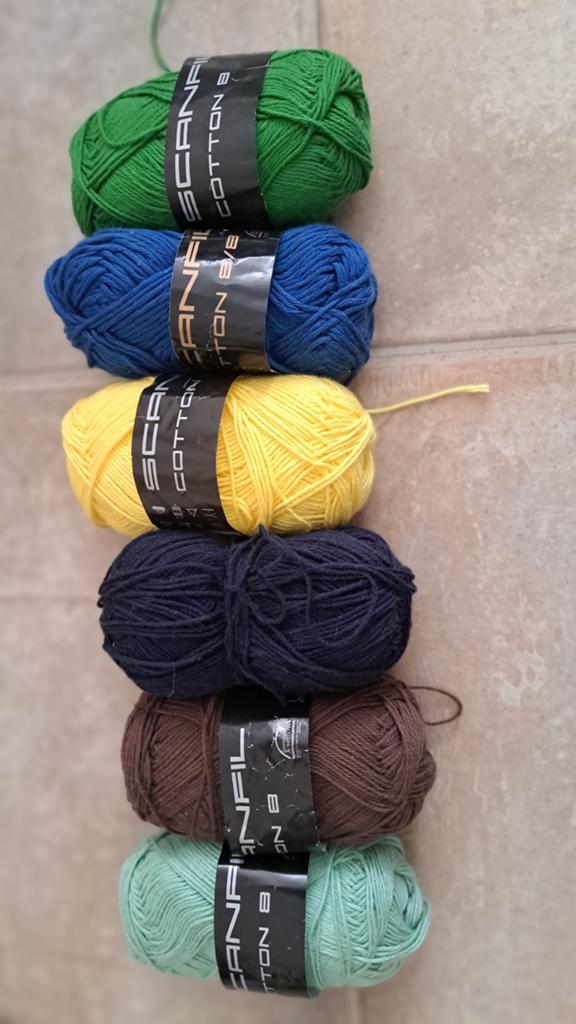 Scanfil cotton 8 breikatoen/ haakkatoen 6 bollen, Ophalen of Verzenden, Zo goed als nieuw, Breien of Haken, Wol of Garen