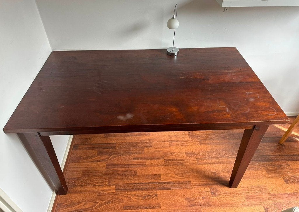 massief teak tafel, Ophalen, Gebruikt, 100 tot 150 cm, Koloniaal