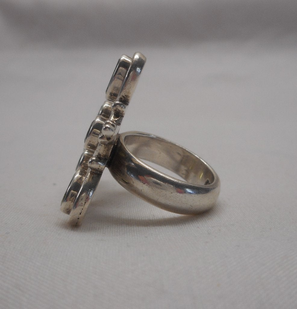 Zilveren zeer royale ring met peridot maat krap 16,75 nr.392, Verzenden, Dame, Zilver, Zilver