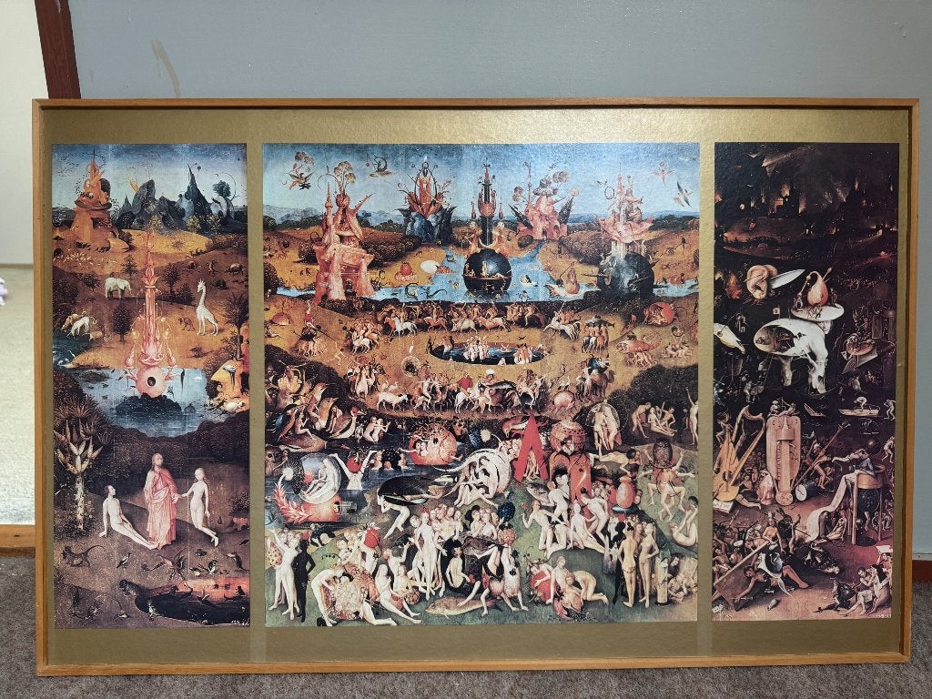 Vintage Hieronymus Bosch - Tuin Der Lusten reproductie, Ophalen, 50 – 75, Gebruikt, 75 tot 100 cm