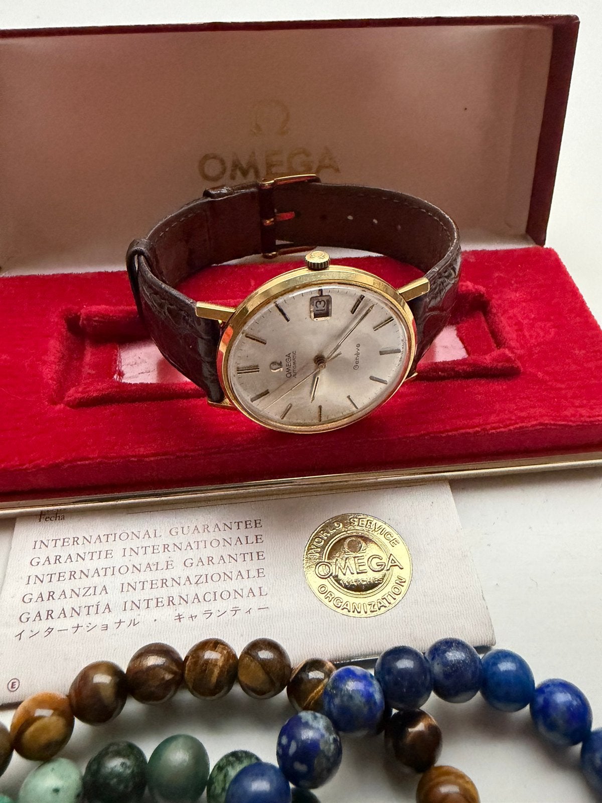 Omega heren automatic 18 k massief goud, Ophalen, Met bandje, Polshorloge, 1960 of later