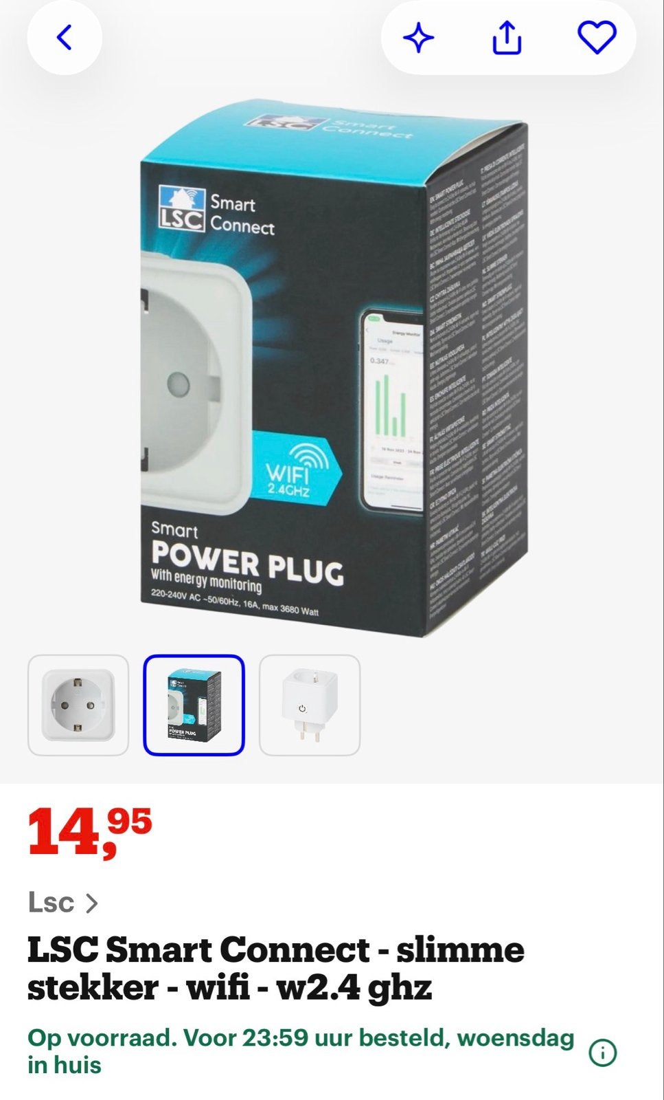 2 Stuks voor LSC Smart Connect Slimme Stekker - Wifi -, Kunststof, Ophalen of Verzenden, Zo goed als nieuw, Modern