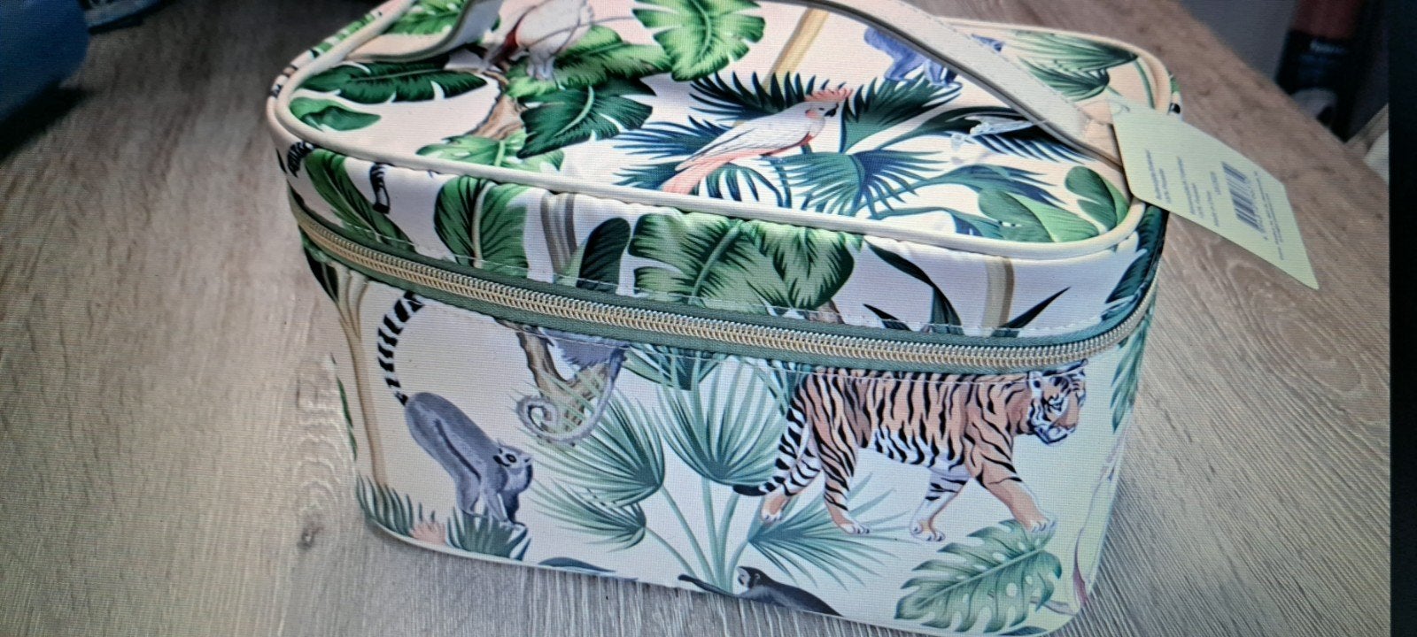 Nieuwe toilettas met jungleprint en dieren, Sieraden, Tassen en Uiterlijk, Ophalen of Verzenden, Nieuw, Overige kleuren, Softcase