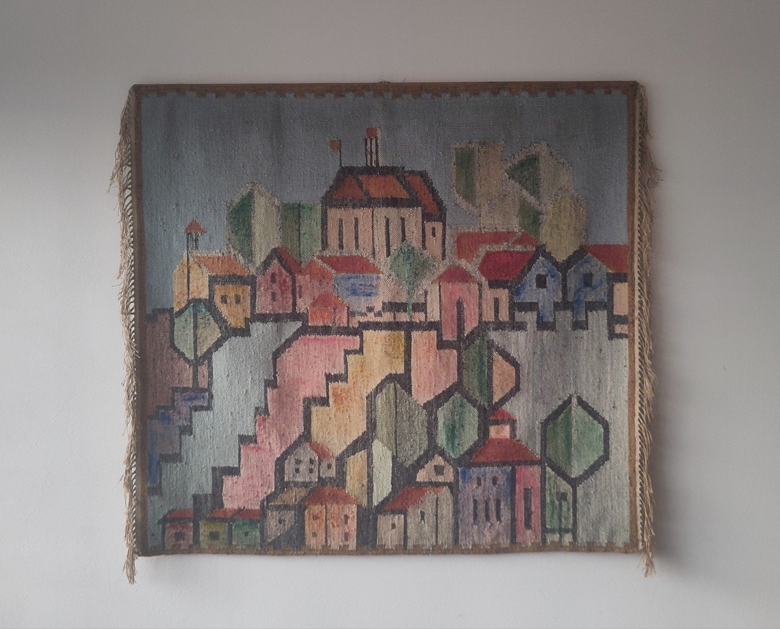 Vntage Pools wandkleed Maria Janowska kleed wanddecoratie, 107 cm, Gebruikt, ., Meerkleurig