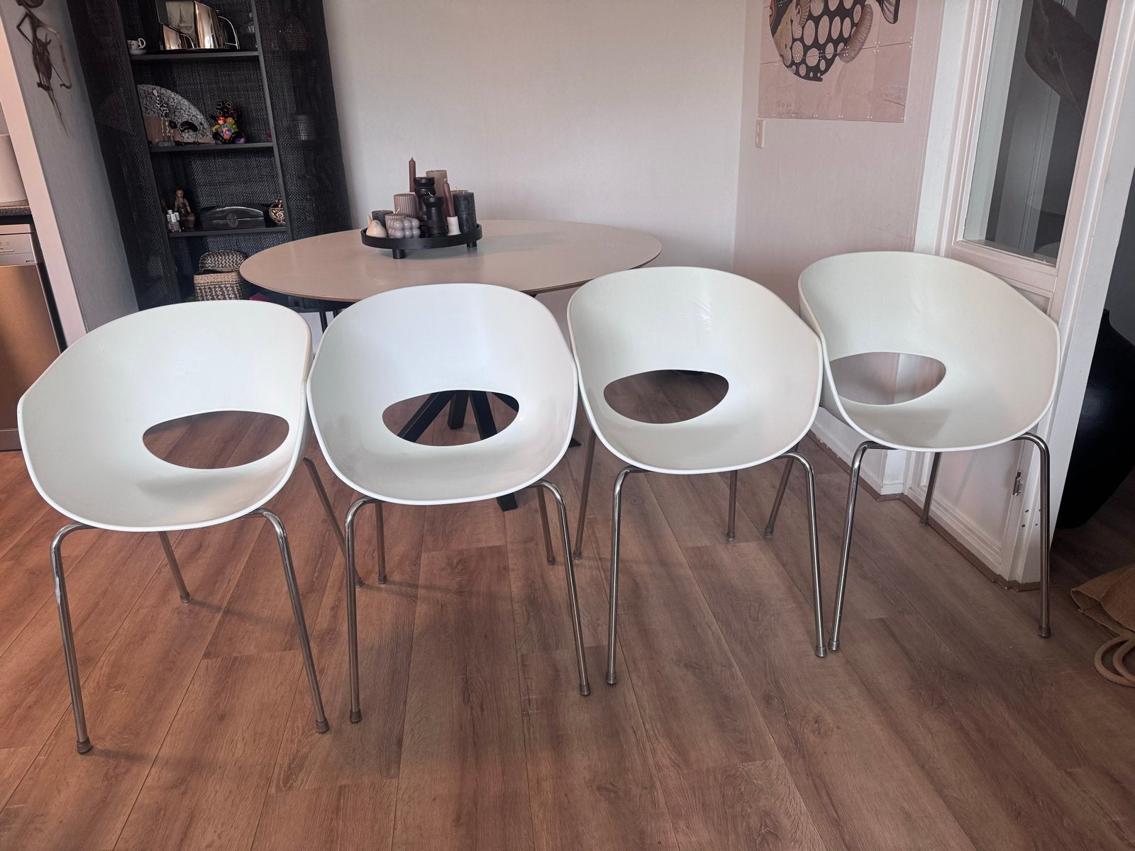4 Sintesi Orbit Large design stoelen - Kunststof/Metaal, Huis en Inrichting, Ophalen, Gebruikt, Wit, Vier