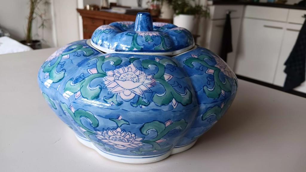 Chinees blauwe gemberpot met deksel., Ophalen of Verzenden