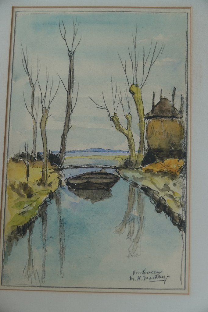 Aquarel 'Vinkeveen' – Marie Hendrik Mackenzie (1878-1961), Ophalen of Verzenden